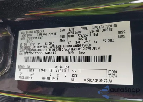 2019 Ford F-150 Xlt z USA, uszkodzony, nr VIN 1FTFW1E50KFA34118